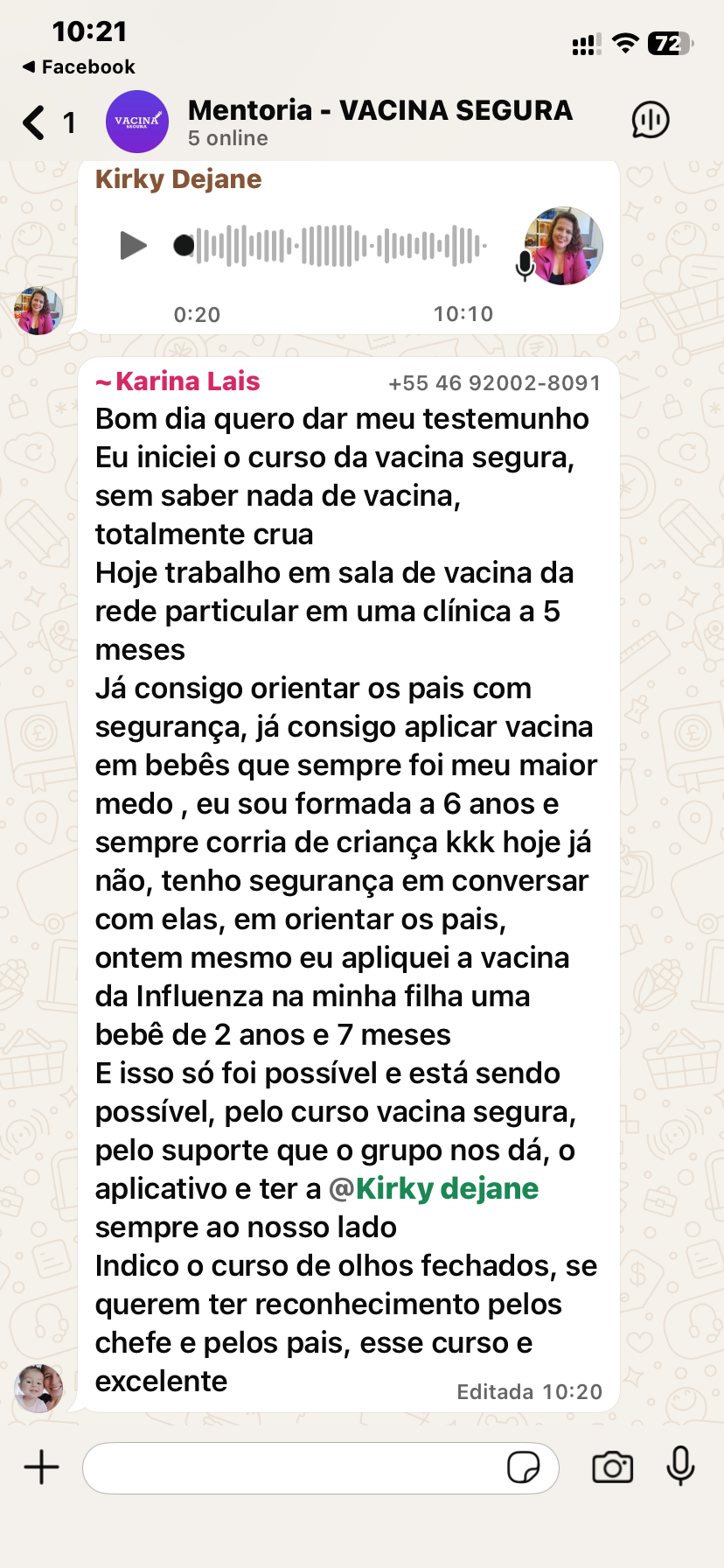 Depoimento Karina Lais